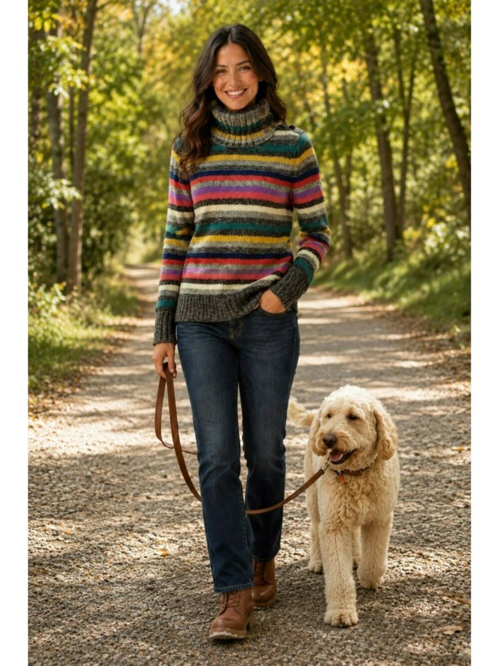 Vintage Gap Retro Y2K Sweater Medium Striped Knit Turtleneck Lambswool - Picture 4 of 11